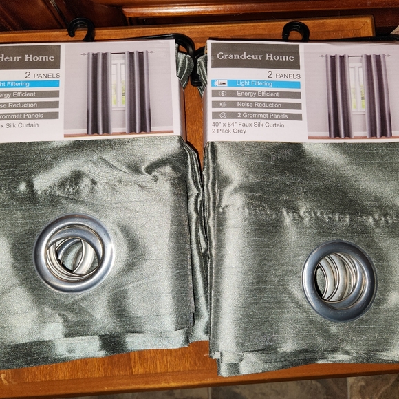 $10per set. 40"×84" Light Filtering Faux Silk Grommet Curtains 2 panels  4 panel - Picture 4 of 4